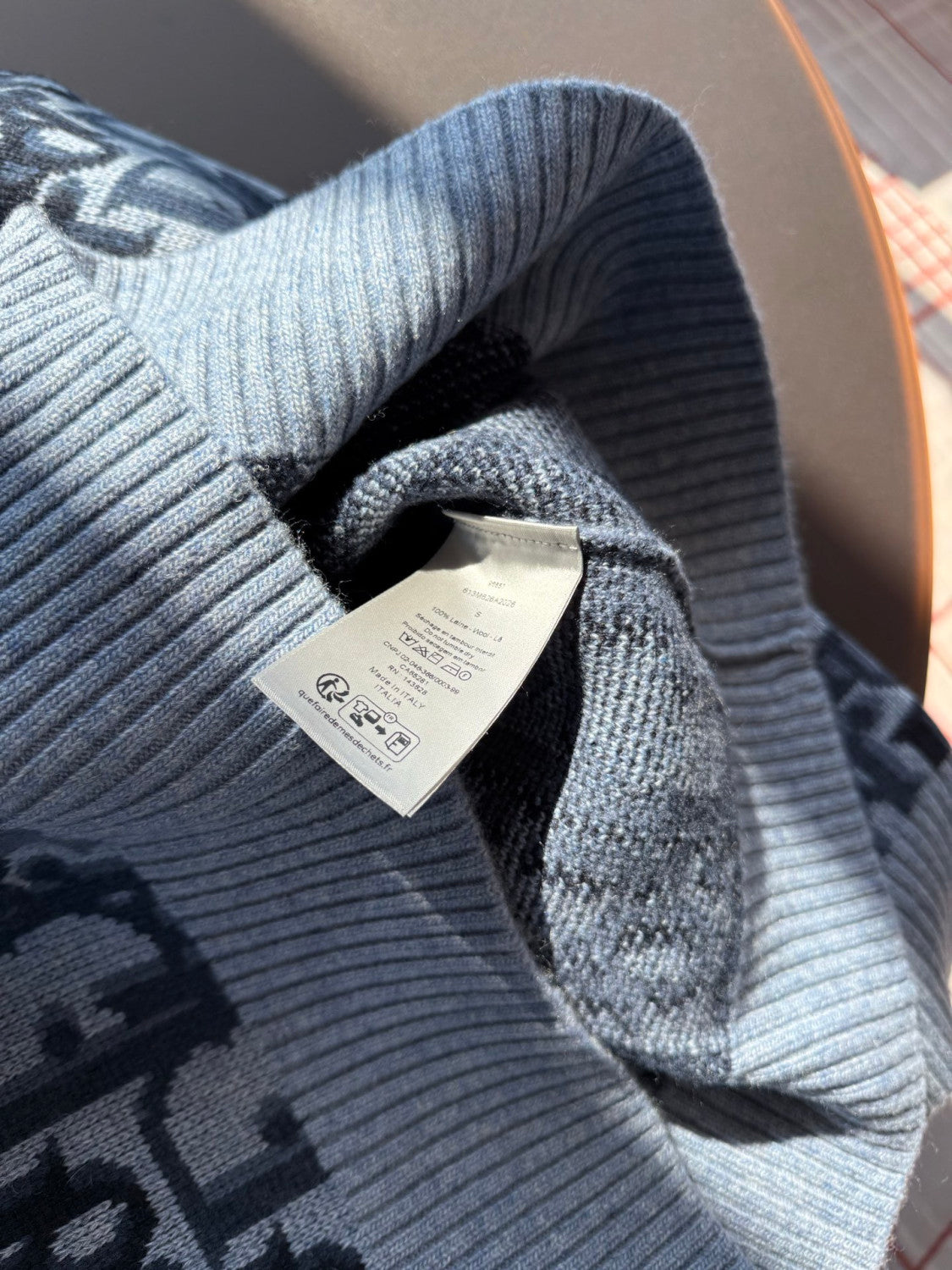 Dior Sweater Blue Sheep Wool Oblique Print #333759