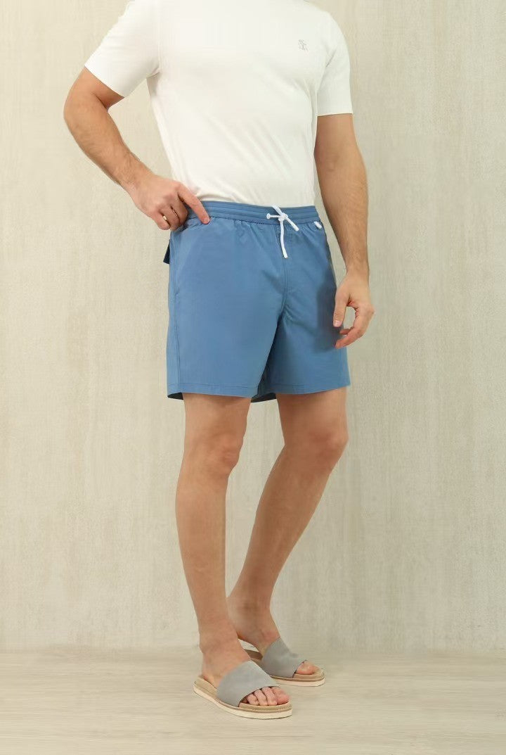 Loro Piana Men's Summer Letter Solid Color Mid Waist Tie Straight Bay Swim Shorts Ngvp #9959