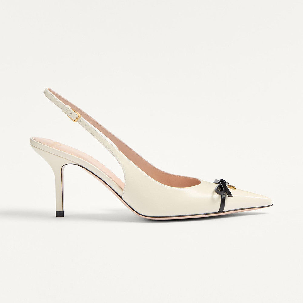 Valentino Bepointy Slingback Pump In Patent Leather And Kidskin 80MM #334525