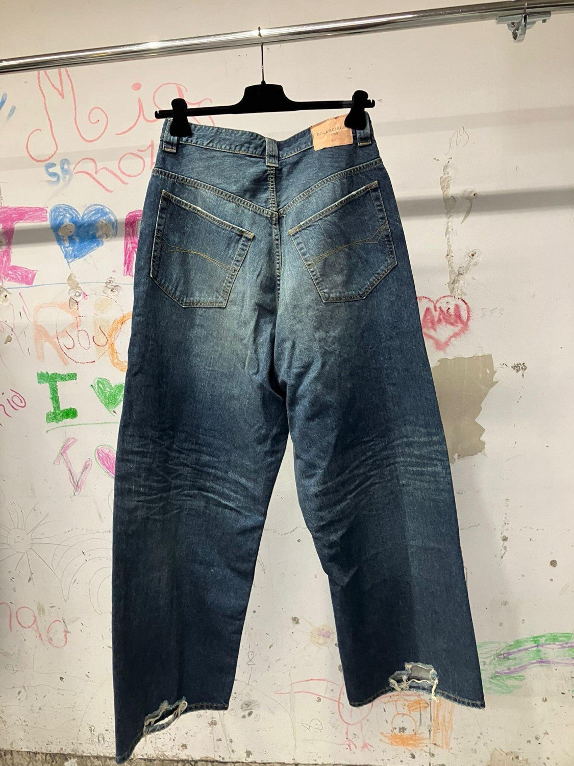 Balenciaga Men's Four Seasons Unity Sport Embroidered Jeans Solid Color Cotton Baggy Fit Trousers Pants Ngvp #1512