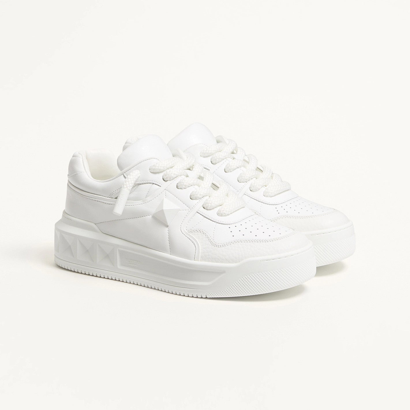 Valentino ONE STUD  Men's And Women's Spring/fall Fashion Casual Round Toe Lace Up Flat Low Top Leather Thick Laced Sneakers Shoes #79276