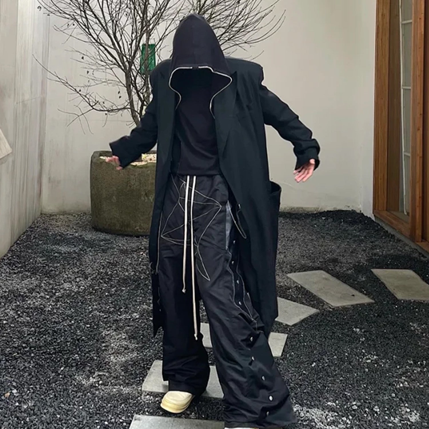 Rick Owens Men's Four Seasons Dark Line Button Workwear Pants Loose Retro Trend Drawstring Straight Leg Pants Ngvp #8779