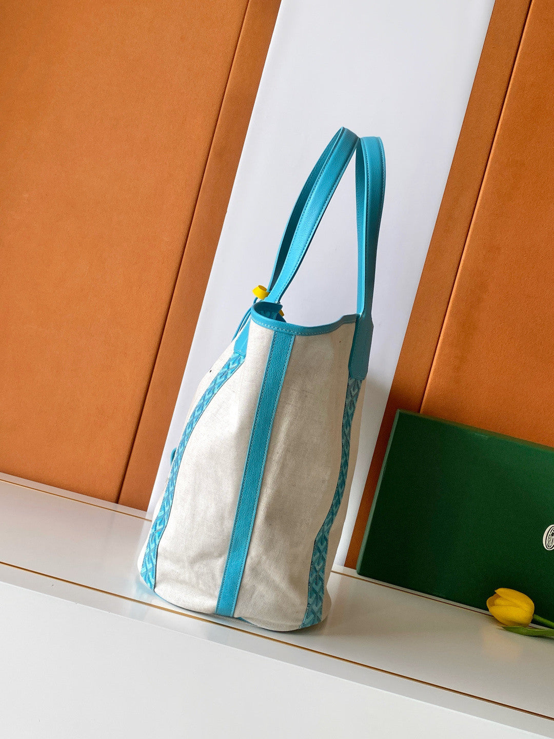 Goyard 2026 Limited Edition Belharra Mm Bag In Turquoise Limited-edition Two-tone Canvas Beach Bag Stylish Casual Shopping Bags #197457