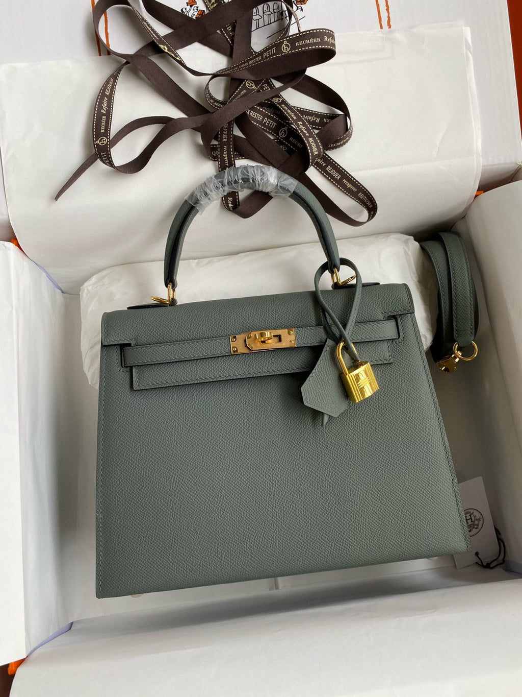Hermes Kelly 25cm/28cm/32cm Epsom Original Leather Top-Grade Leather Handbag Bag Handcrafted Leather Bag From The Original Factory's Premium Custom Collection #194844