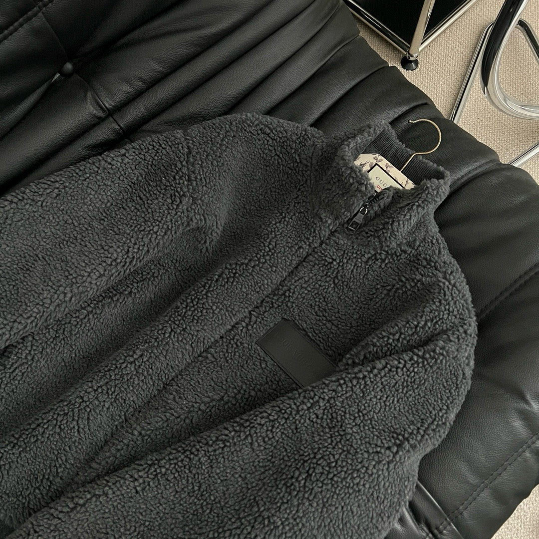 Louis Vuitton Men's Winter Logo Monogrammed Jacquard Pattern Fleece Casual Zipper Jacket #98497