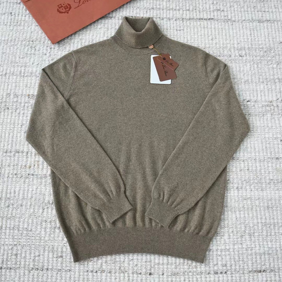 Loro Piana Men's Dolcevita Classic High-Neck Sweater Spring/Fall/Winter Solid-Color Long-Sleeve Cashmere Knit Ngvp #2721