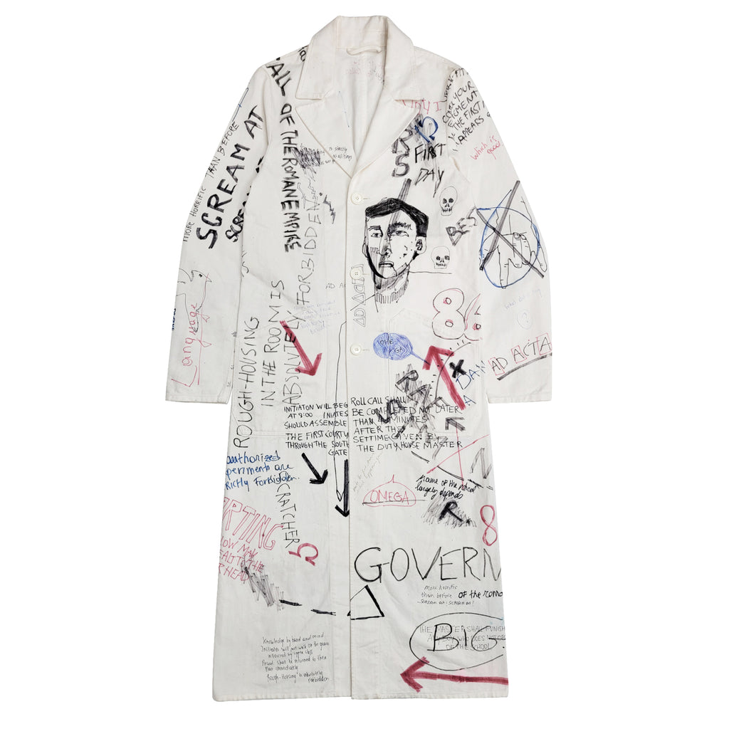 Raf Simons Men's Spring And Autumn Hand-painted Graffiti Long Trench Coat Jacket High Street Trend Hip-hop Personality Trench Coat Ngvp #1659