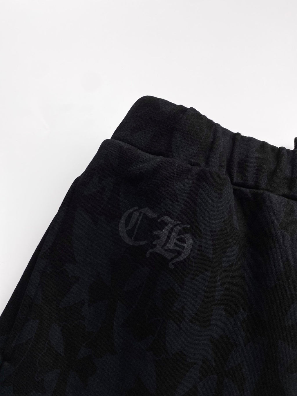 Chrome Hearts Men's Summer Black Logo Print Stretch Lace-Up Straight Shorts #99848