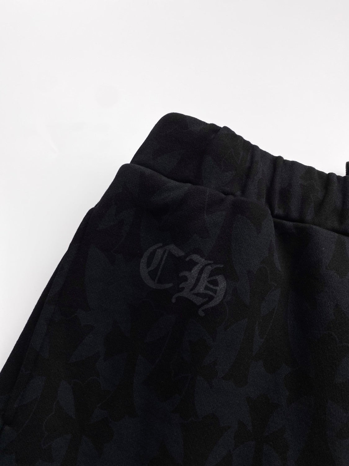 Chrome Hearts Men's Summer Black Logo Print Stretch Lace-Up Straight Shorts #99848
