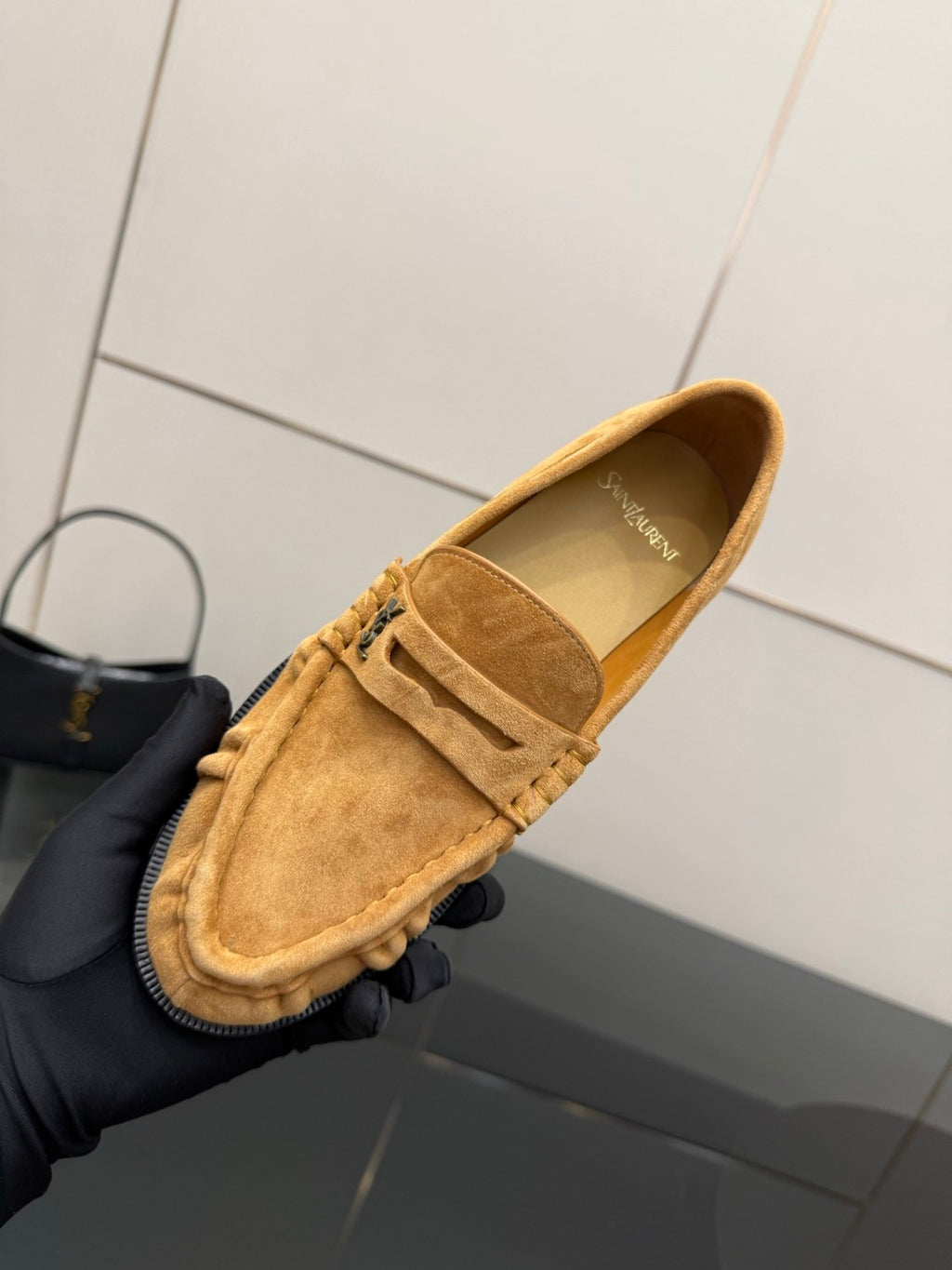 Saint Laurent Women's Autumn/Winter Fashion Casual Sheepskin Suede Round Toe Slip On Flat Loafers Casual Shoes #78376