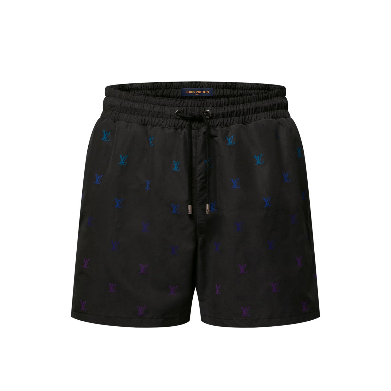 Louis Vuitton LV BLASON Men's Gradient Embroidered Logo Print Solid Color Drawstring Beach Shorts #77563