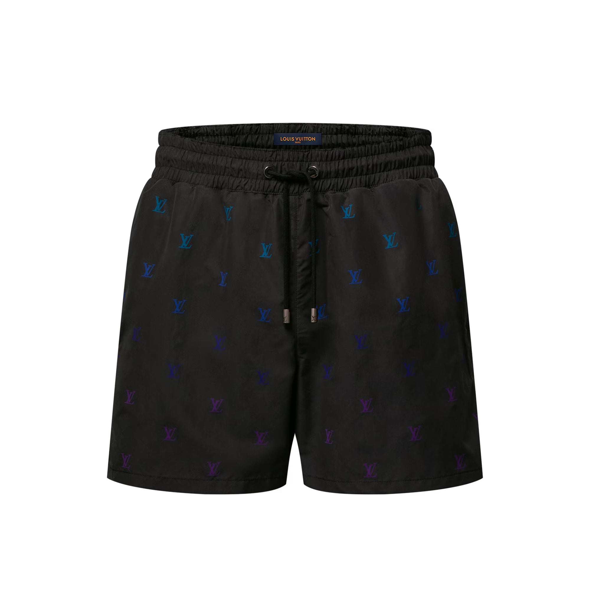 Louis Vuitton LV BLASON Men's Gradient Embroidered Logo Print Solid Color Drawstring Beach Shorts #77563