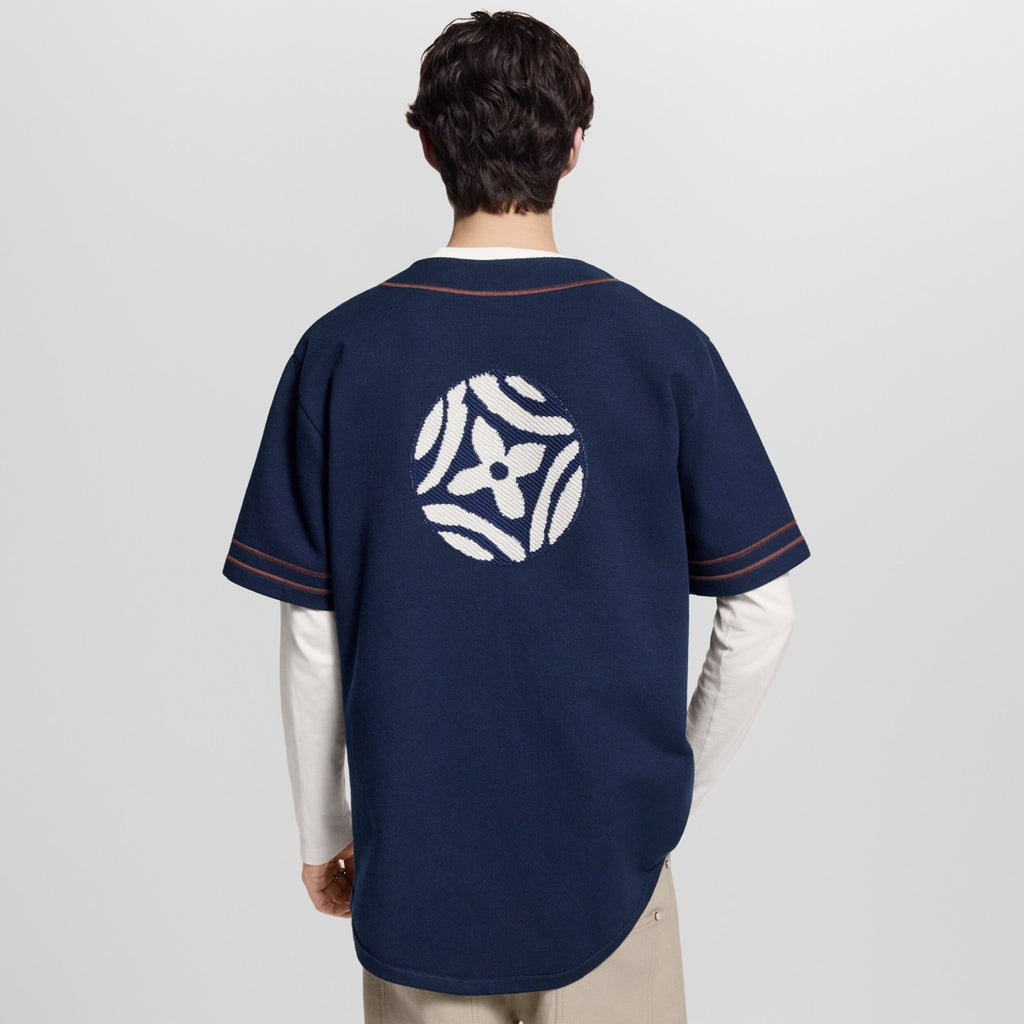 Louis Vuitton Men's Summer Fashion Casual Single Breasted Embroidered Pattern Short Sleeved Knitted Baseball Shirt #78426