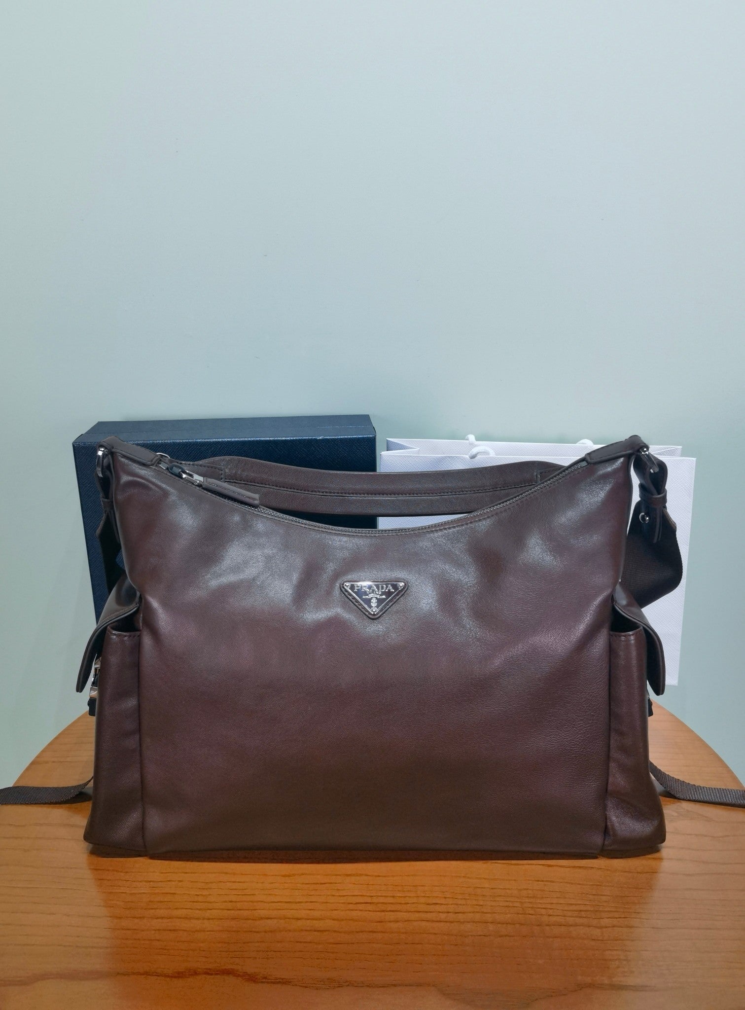 Prada Brown Leather Explore Shoulder Bag #379558