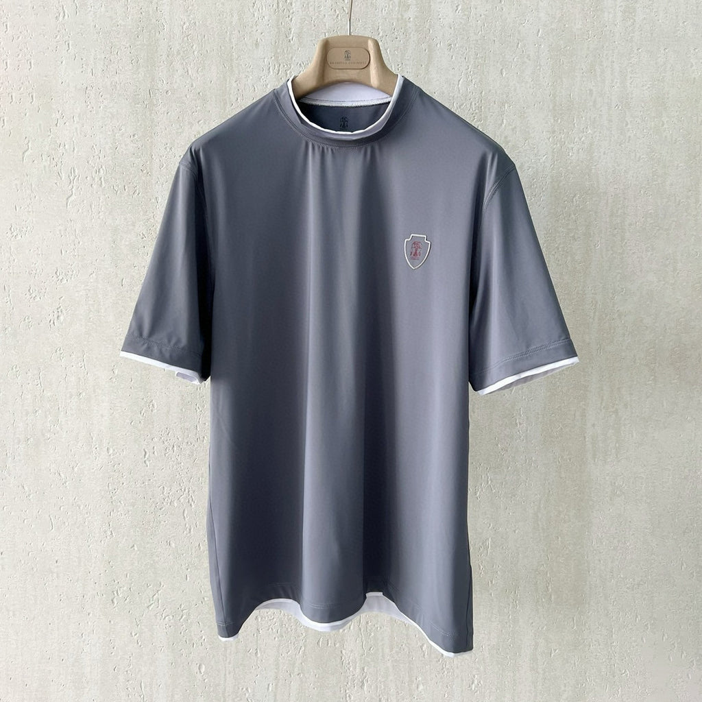 Brunello Cucinelli Men's Summer Solid Color Round Neck Cotton Short Sleeve T-Shirt #76355