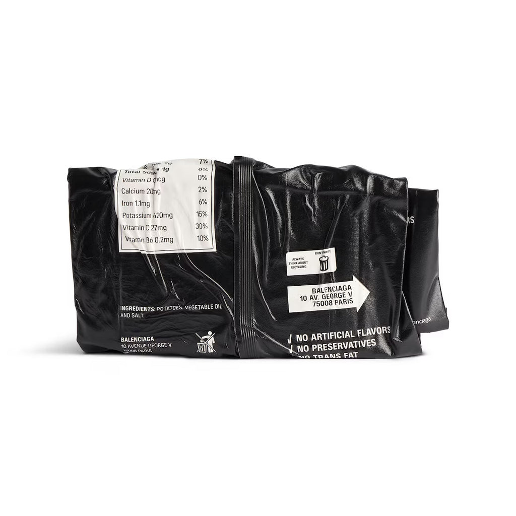 Balenciaga Balenciaga hand-worn shiny cowhide wallet clutch women's black Show style potato chip clutch bag #332327