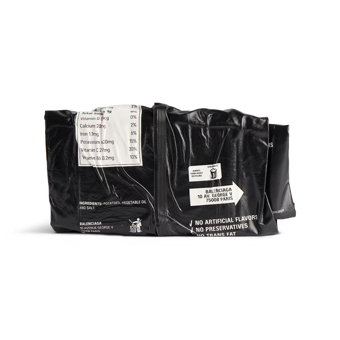 Balenciaga Balenciaga hand-worn shiny cowhide wallet clutch women's black Show style potato chip clutch bag #332327