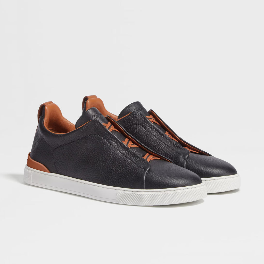 Ermenegildo Zegna Men's Solid Color Leather Fabric Simple Flat Casual Shoes #77176
