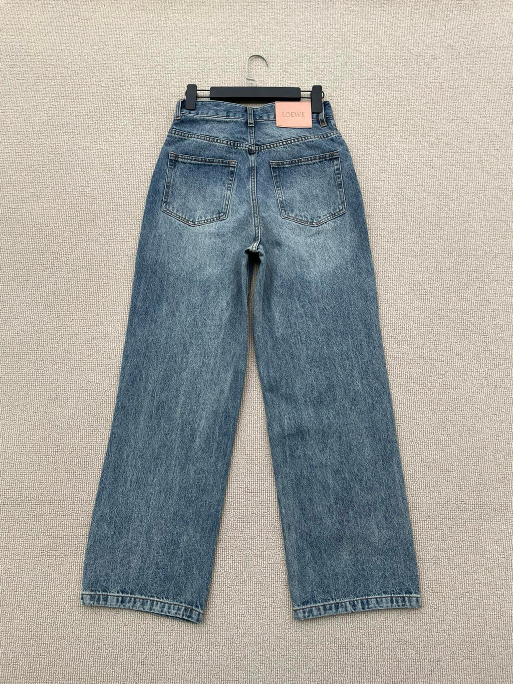 Loewe Men's Four Seasons Anagram Baggy Jeans Cotton Washed Hollow Slash Logo Trousers Pants #76834