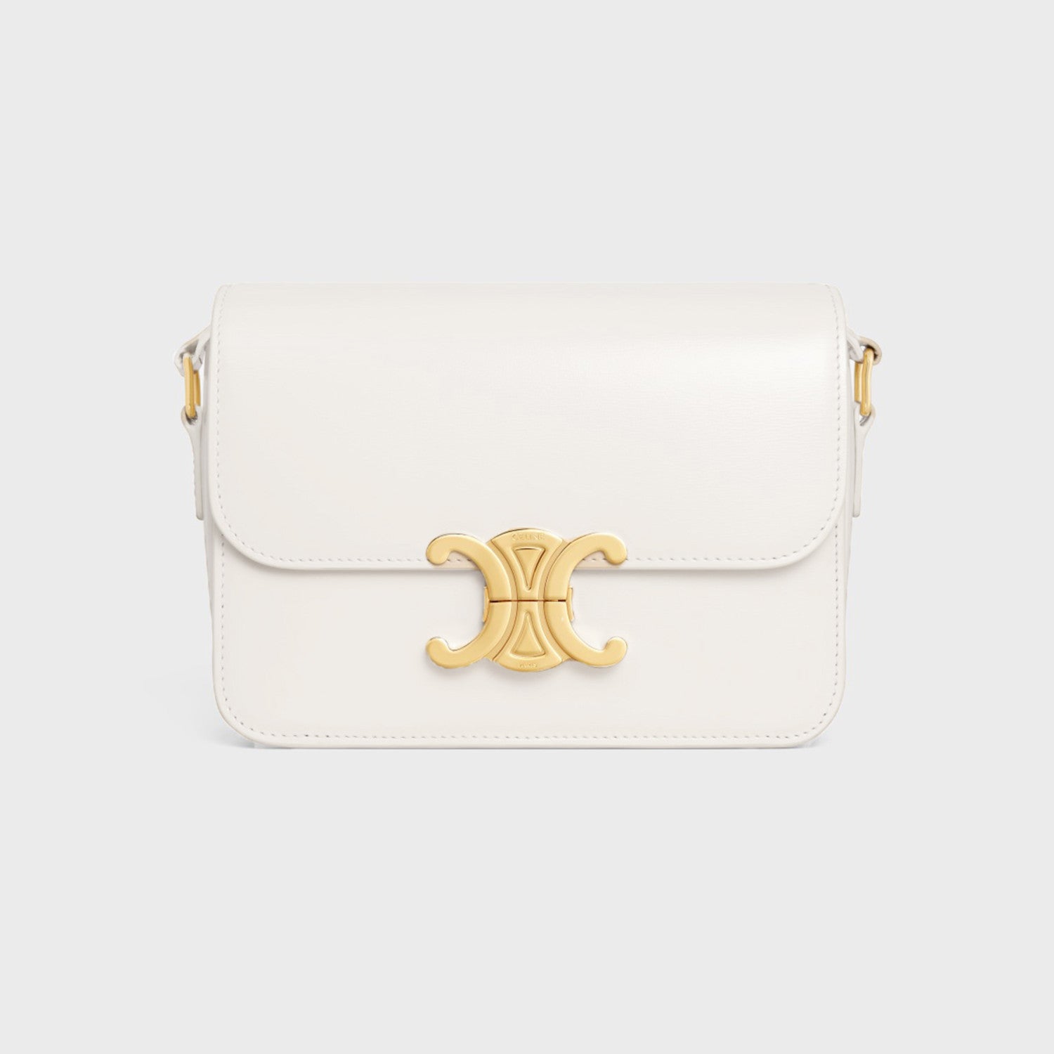 Celine Triomphe Medium Classic Premium Vintage-style Metallic Gold Logo Accent Leather Solid-colour Handbag Bag Lady Bags #196193
