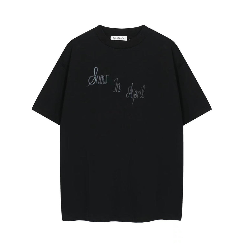Our Legacy Men's and Women's Letter Print Summer Crew Neck Short Sleeve Knit Loose-Fit T-shirt Ngvp #2363