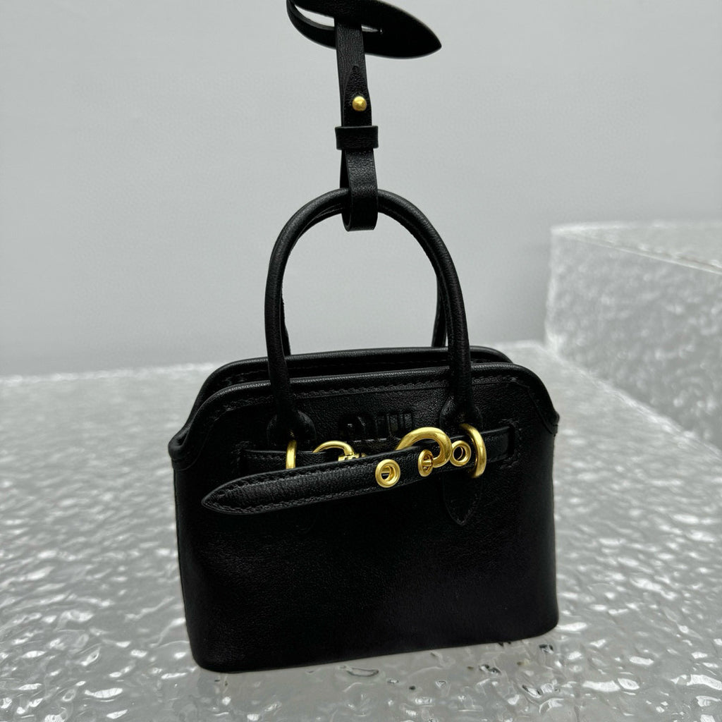 MiuMiu Women's Mini Aventure Leather Bag Jewelry Embossed Logo Zipper Closure Casual Tote Bag Bags #71932