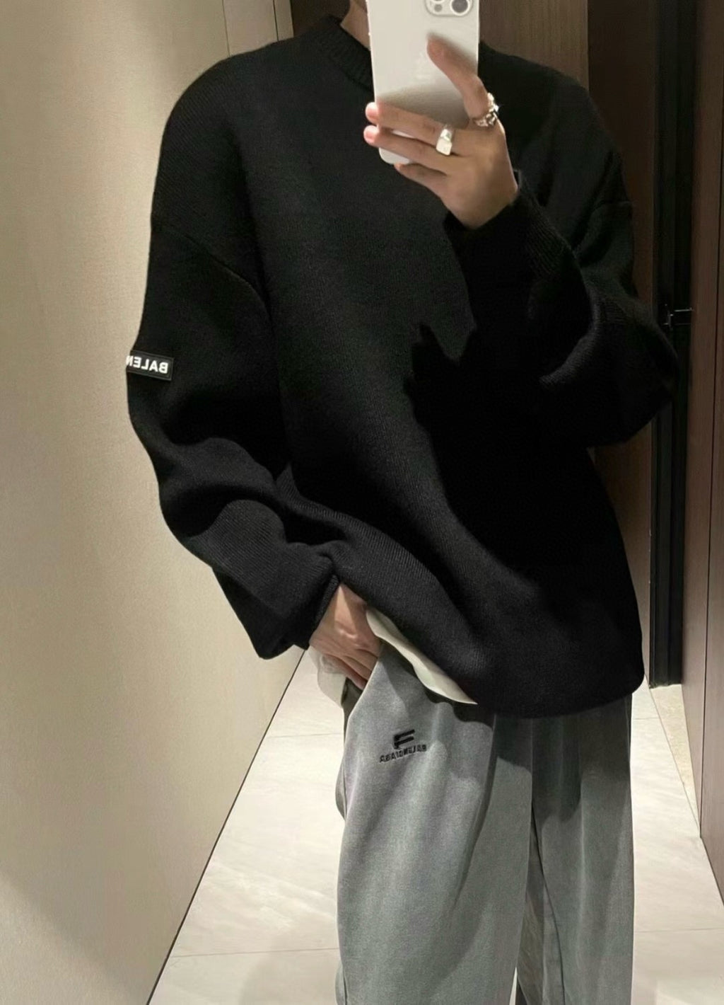 Balenciaga Men's And Women's Spring And Autumn Solid Color Round Neck Long Sleeve Loose Fit Knitted Sweater Pullover #72499
