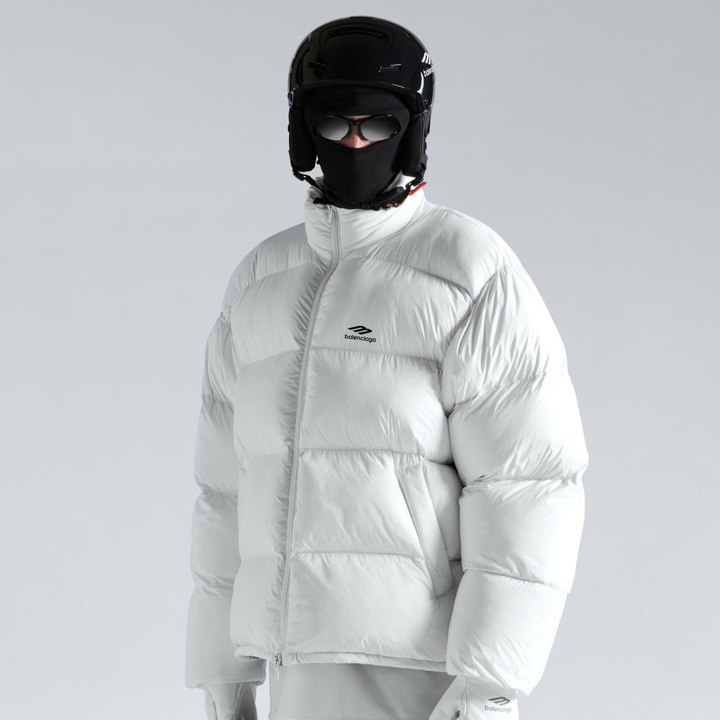 Balenciaga Men's Winter Black And White Zip 3b Sports Icon Ski Puffer Down Jacket #73743