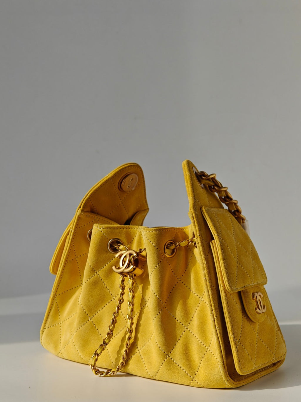 CHANEL 25 Women's Mini Handbag in Suede Calfskin and Gold-Plated Hardware #83167A