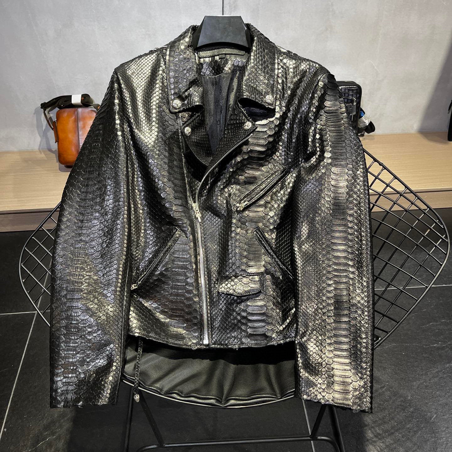 Chrome Hearts Scale Biker Leather Jacket #96638