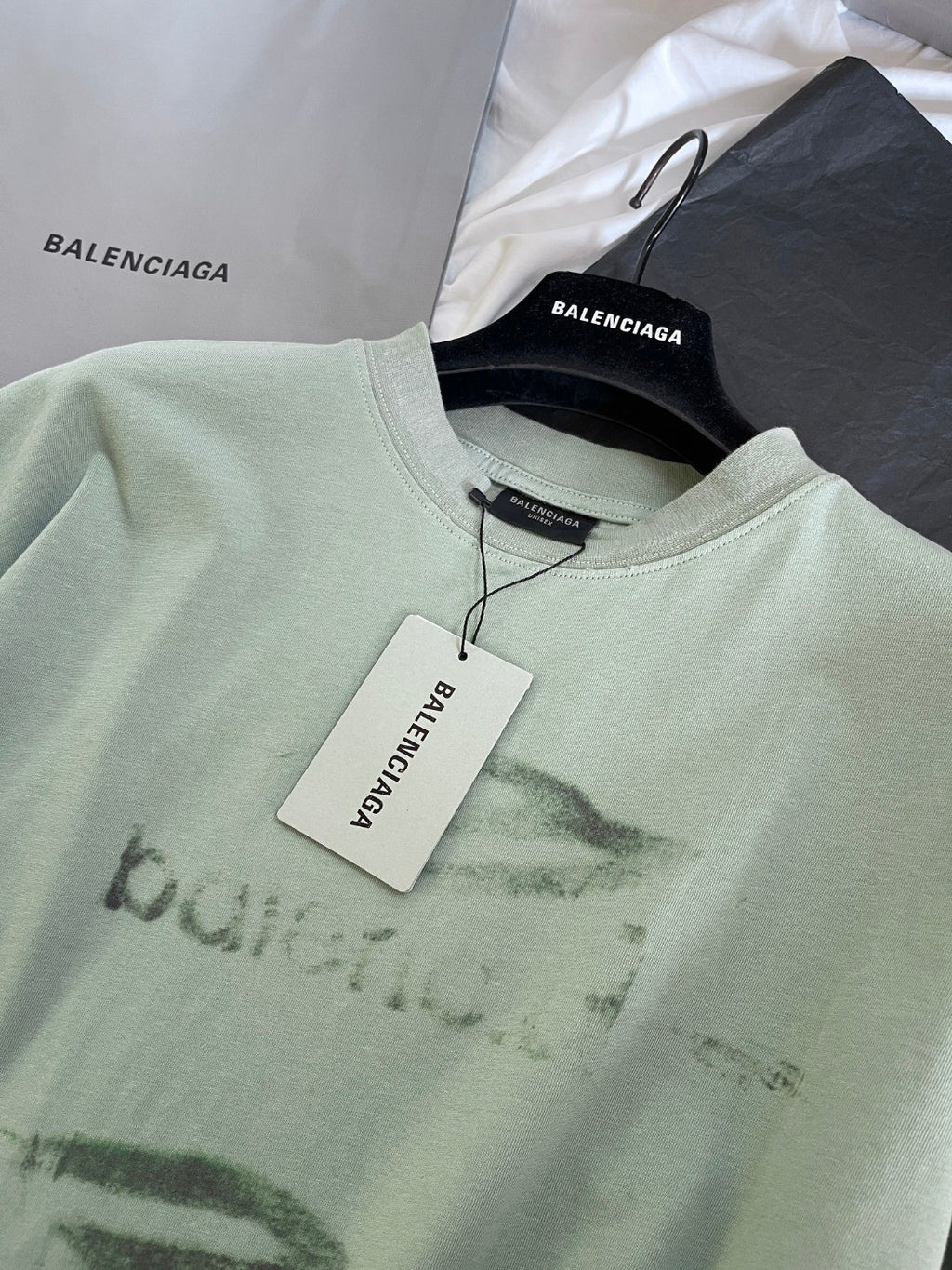 Balenciaga Women's And Men's Summer Solid Color Cotton Graffiti Printed Brushed Regular Fit Round Neck Short Sleeve T-Shirt #75925