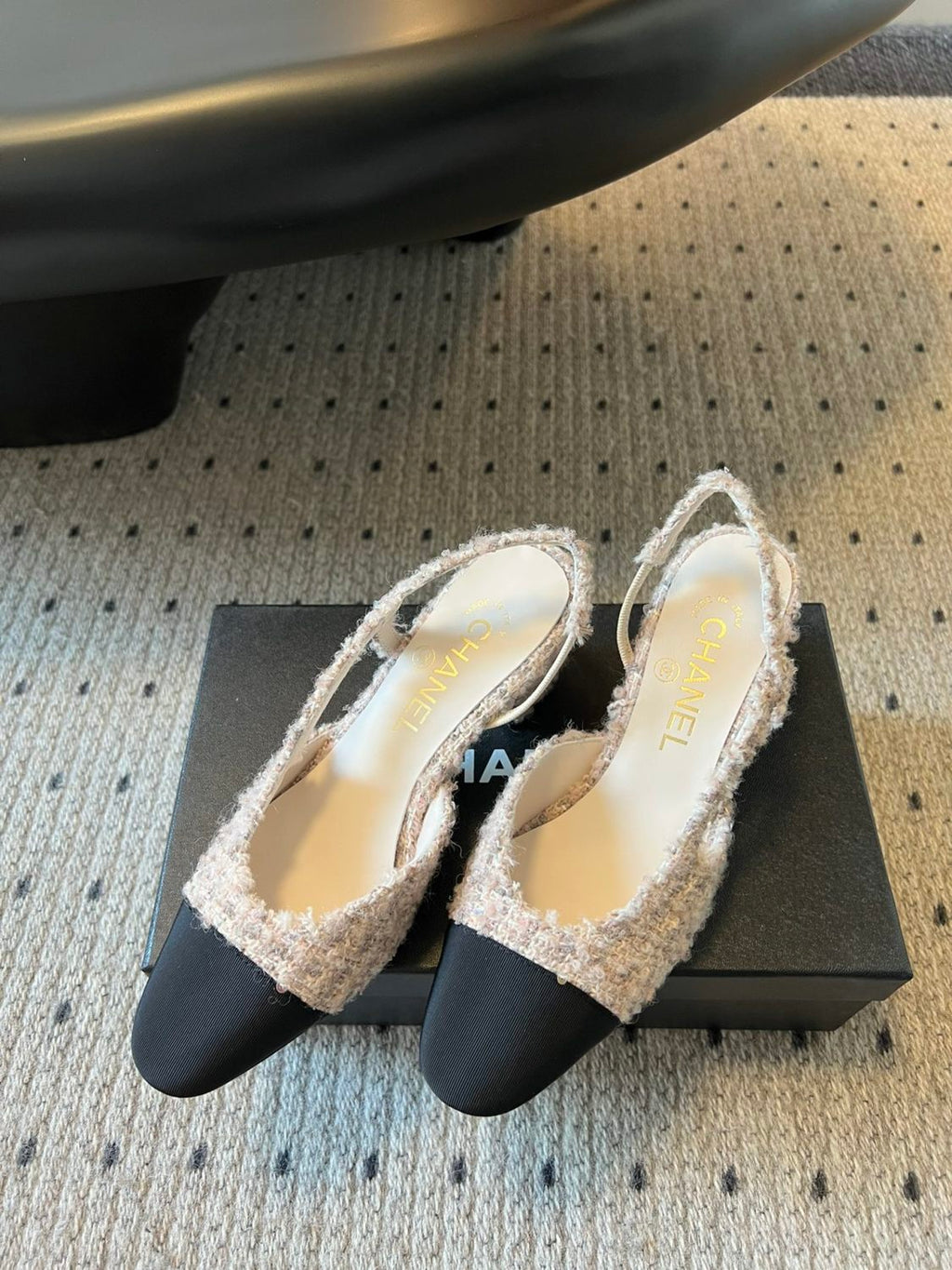 Chanel Women's Spring Summer Solid Colour Tweed Round Toe Ballet Sandal Shoes #76699