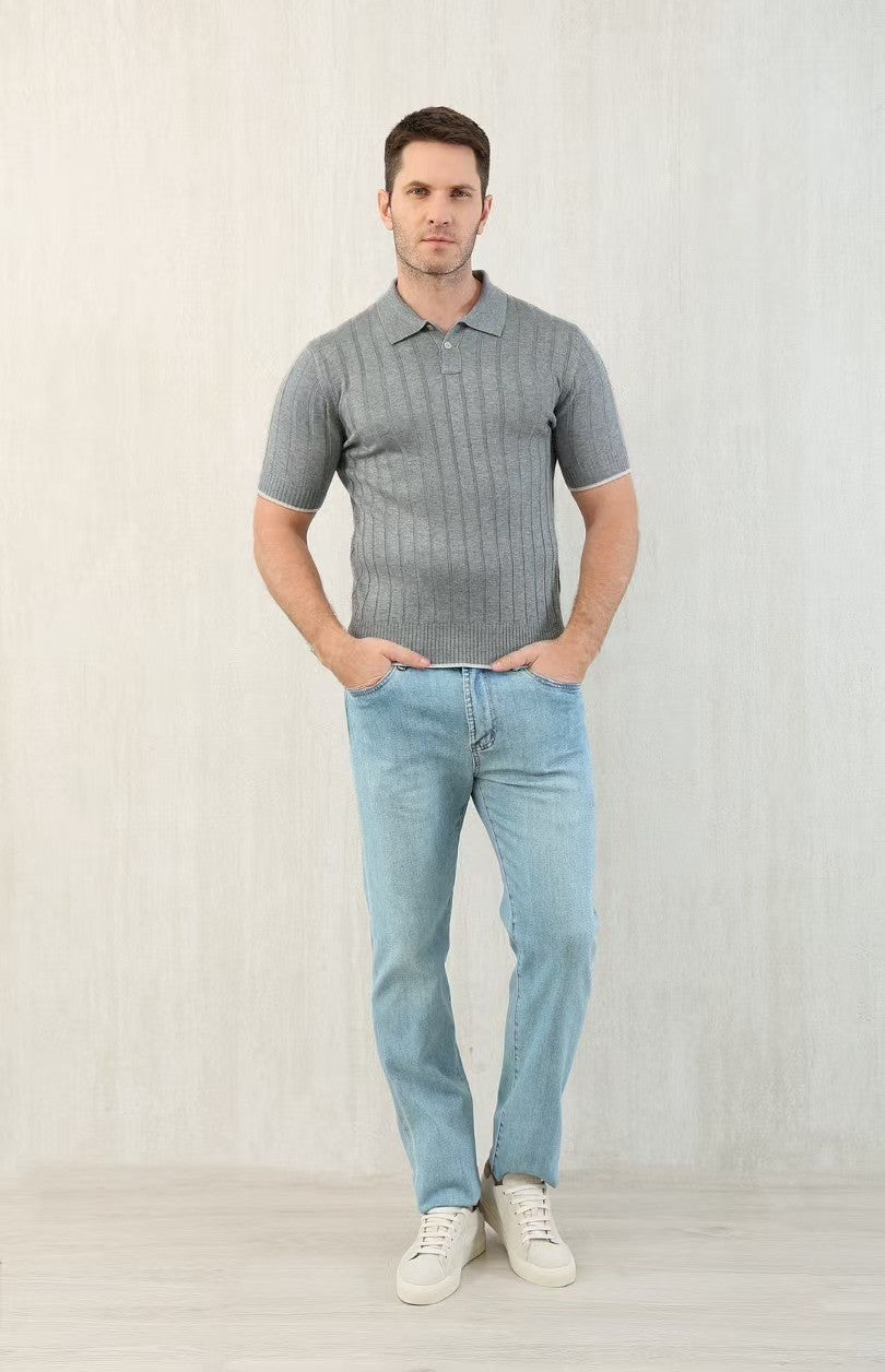 Brunello Cucinelli Men's Spring And Summer Solid Color Lapel Fitted Short Sleeve Polo Shirt Ngvp #1447