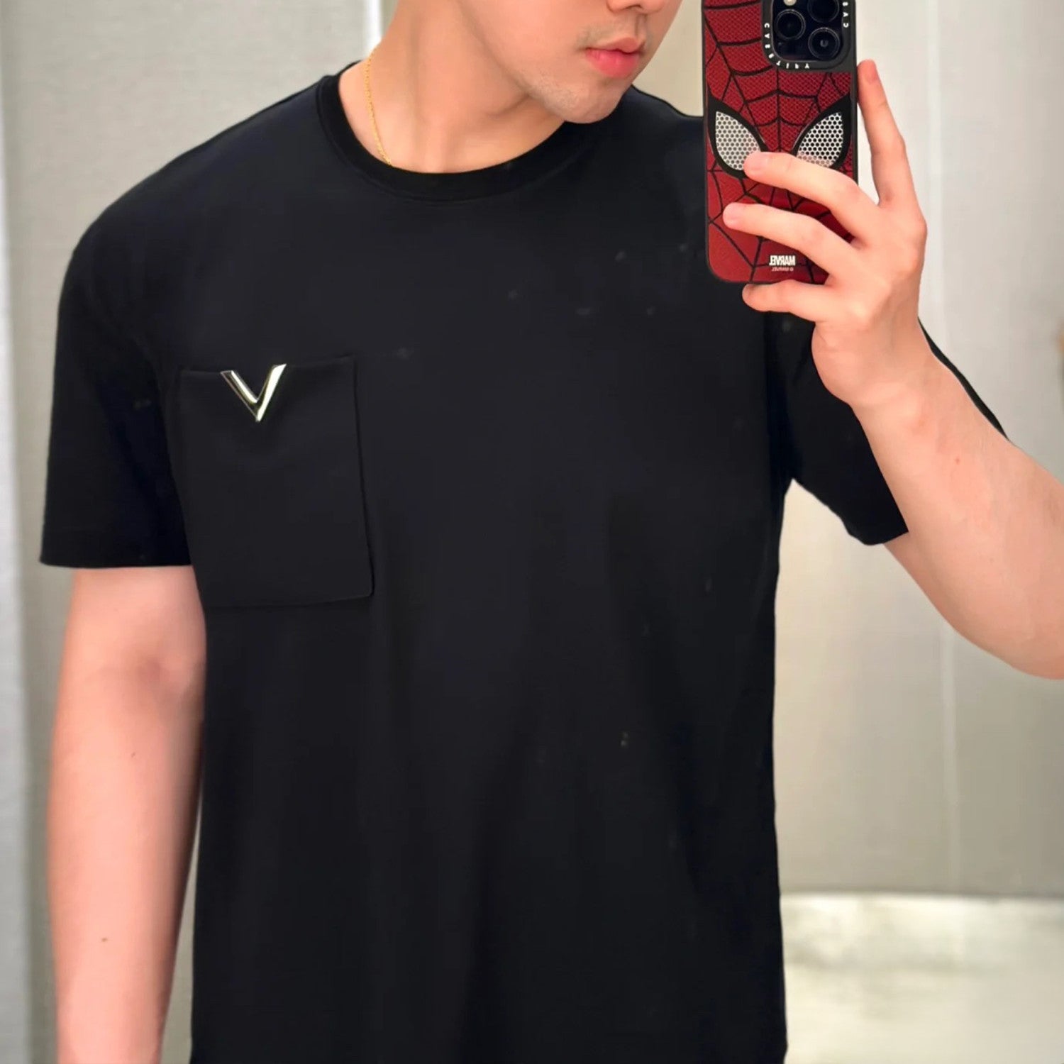 Valentino Men's Spring Summer Cotton Short Sleeve Fashion Casual Pocket Solid Color Simple T-Shirt Ngvp#8768