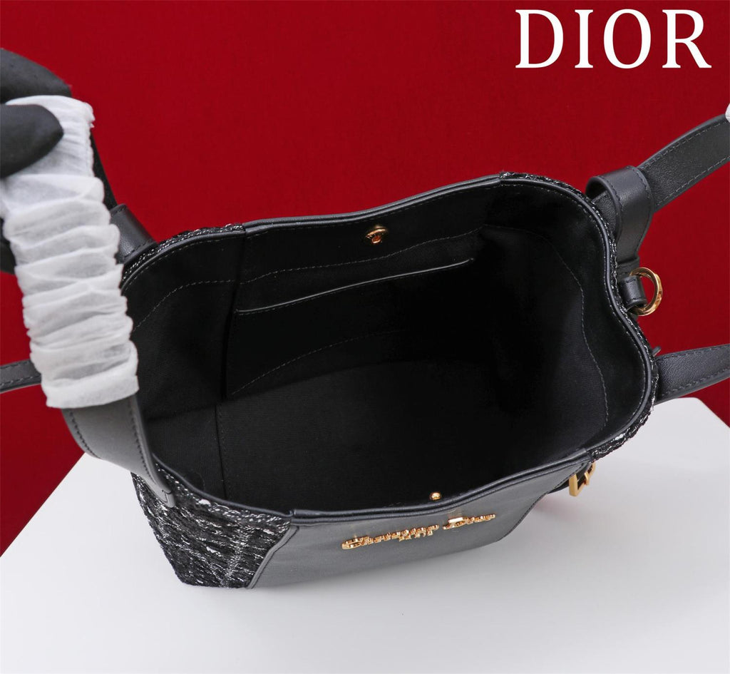 Dior Women's Solid Color Tweed & Leather Tote Shoulder Bag Bags #75973