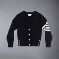 Thom Browne Men's Spring & Autumn Striped Solid Color V-Neck Cashmere Fitted Long Sleeve Knit Cardigan Ngvp #1945