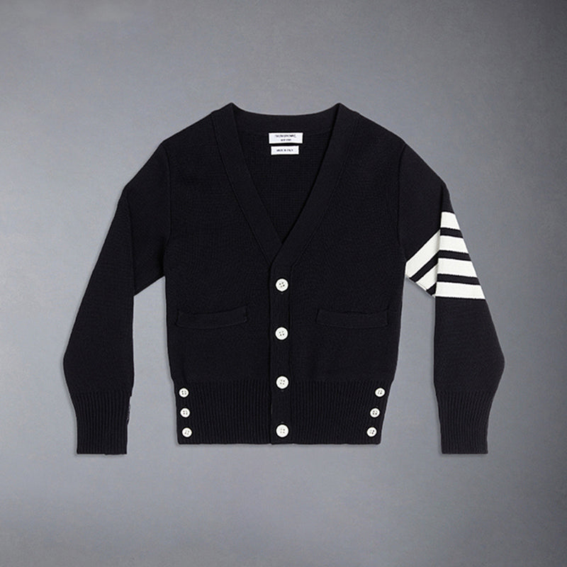 Thom Browne Men's Spring & Autumn Striped Solid Color V-Neck Cashmere Fitted Long Sleeve Knit Cardigan Ngvp #1945