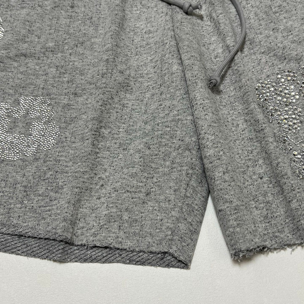Denim Tears X Swarovski Men's Women's Summer Floral Rhinestone Solid Color Drawstring Tie Cotton Cashmere Casual Shorts Ngvp #1826