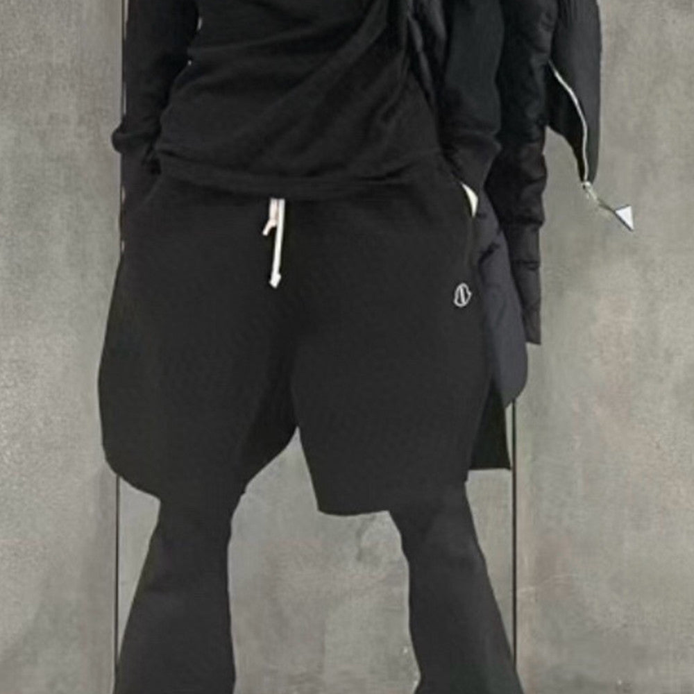 Moncler x Rick Owens Men's Spring/Summer Fashion Logo Printed Black Cotton Drawstring Loose Jersey Shorts #98321