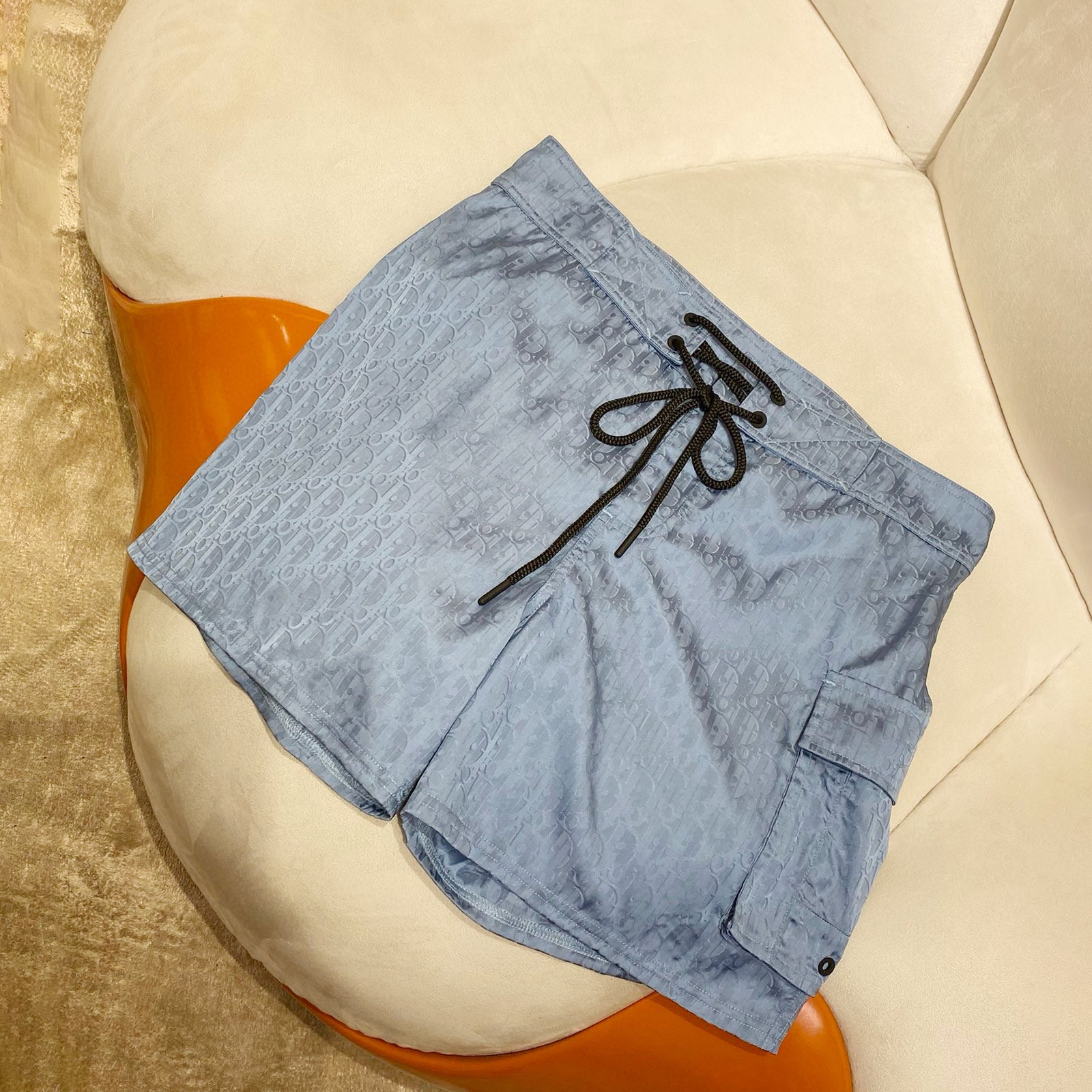Dior Men's Summer Solid Colour Letter Print Lace Up Casual Polyester Straight Swimming Shorts #76874