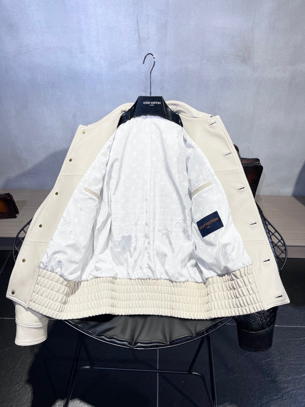 Louis Vuitton Leather Long Sleeved Patchwork Leather Jacket #21699