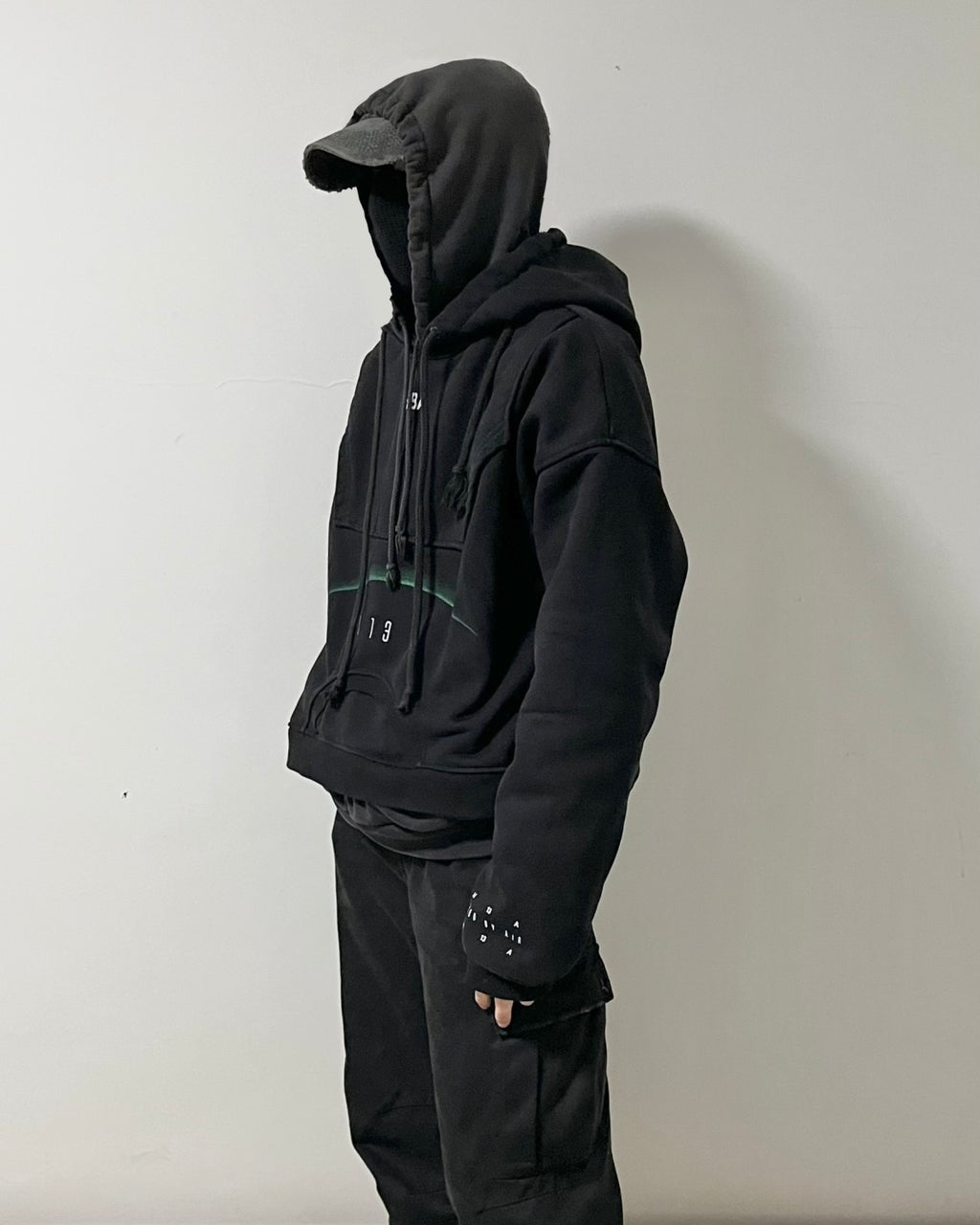 HOOD BY AIR  Men's Fall And Winter Hba Style Deconstructed Reversible Sweatshirt Kanye On The Same Series Vibe Hip-hop Trend High Street Black Sweatshirt Ngvp #2489