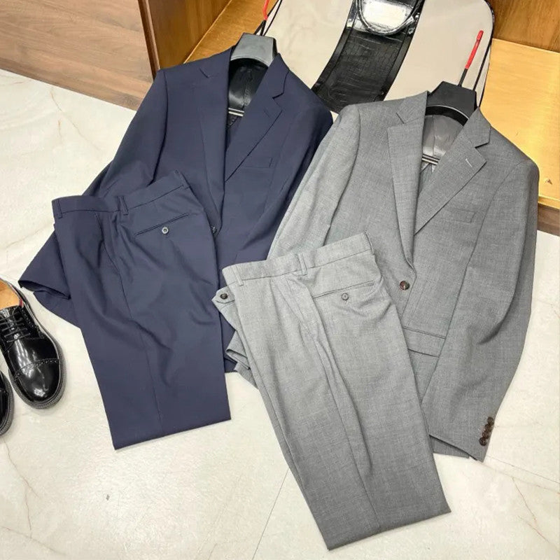 Loro Piana Men's Spring And Autumn Gentleman Bamboo Fiber Wool Suit Jacket Fashion Temperament Lapel Single-breasted Jacket Suit Pants Suit Set Ngvp #8887