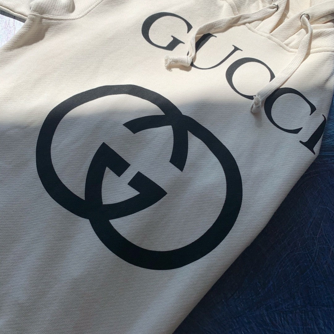 Gucci Men's Spring And Autumn Cotton Logo Printed Solid Color High Street Style Fitted Long Sleeve Hooded Sweatshirt #71448