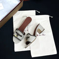 Loro Piana Linen Pendant High Heel Sandals Slippers #381477
