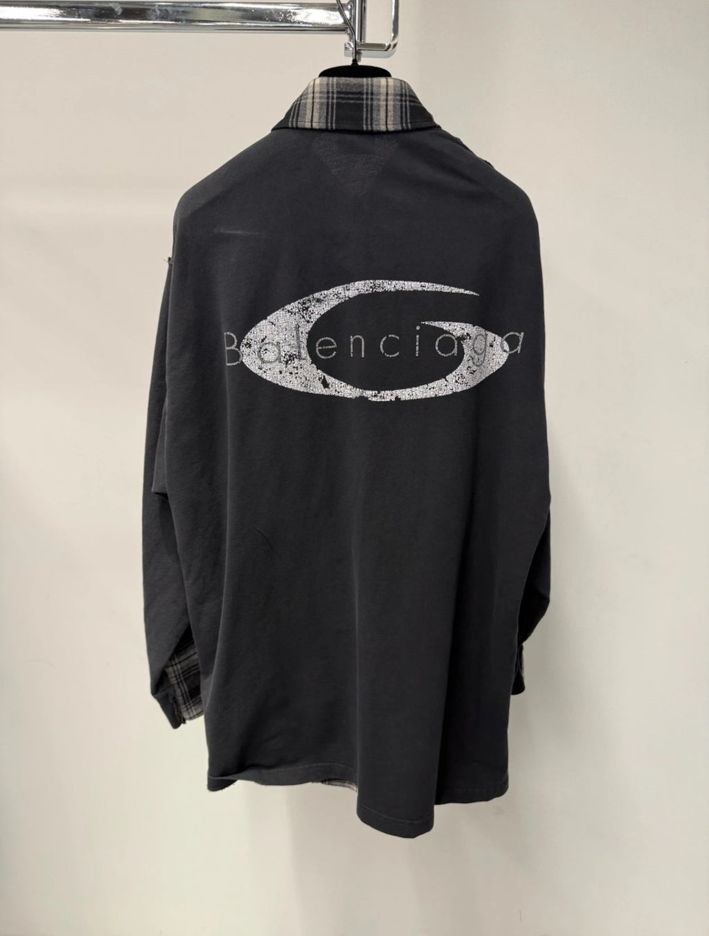 Balenciaga Men's Hybrid Overshirt in Blackgrey #333811