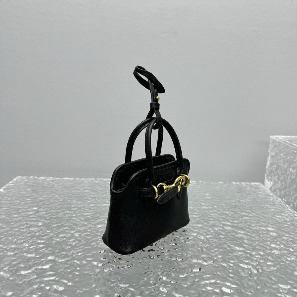 MiuMiu Women's Mini Aventure Leather Bag Jewelry Embossed Logo Zipper Closure Casual Tote Bag Bags #71932