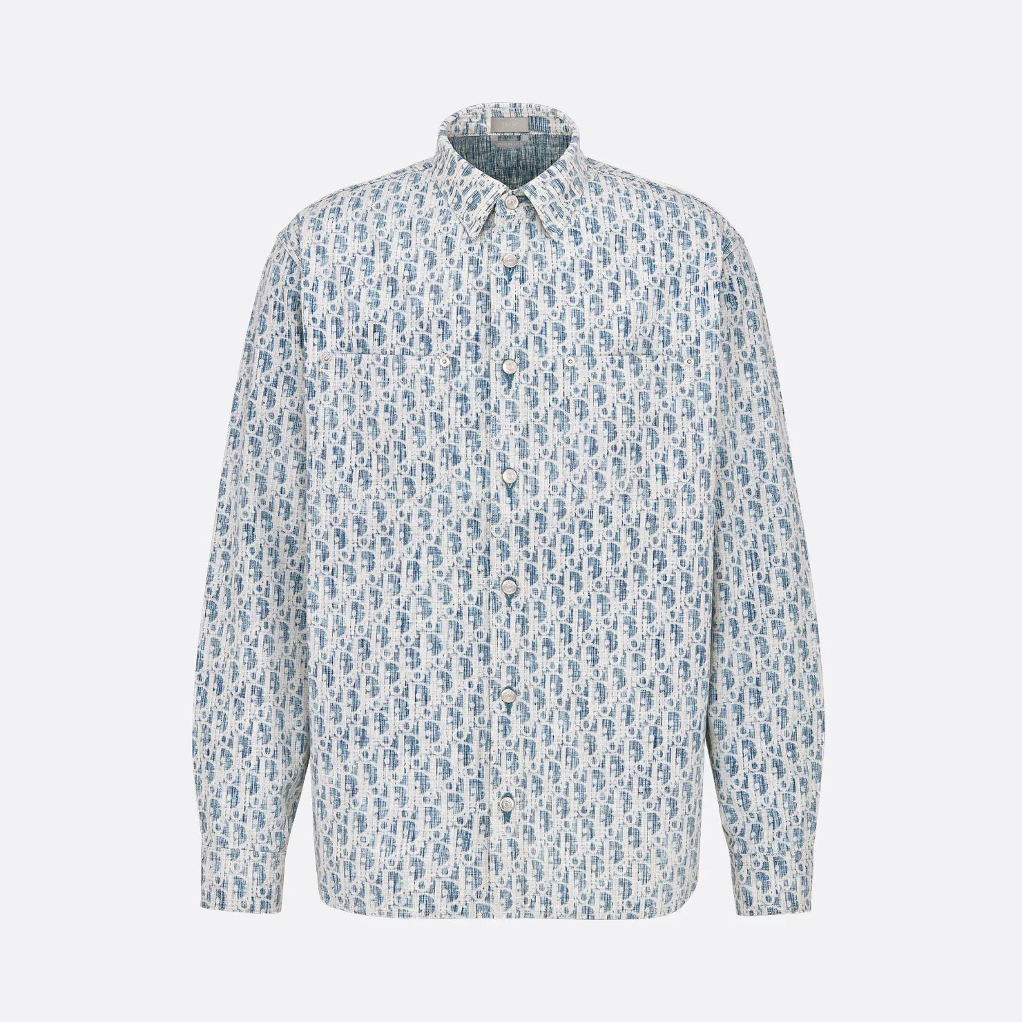Dior Men's Spring/Autumn Alphabet Print Single-Breasted Long-Sleeved Denim Shirt #77785