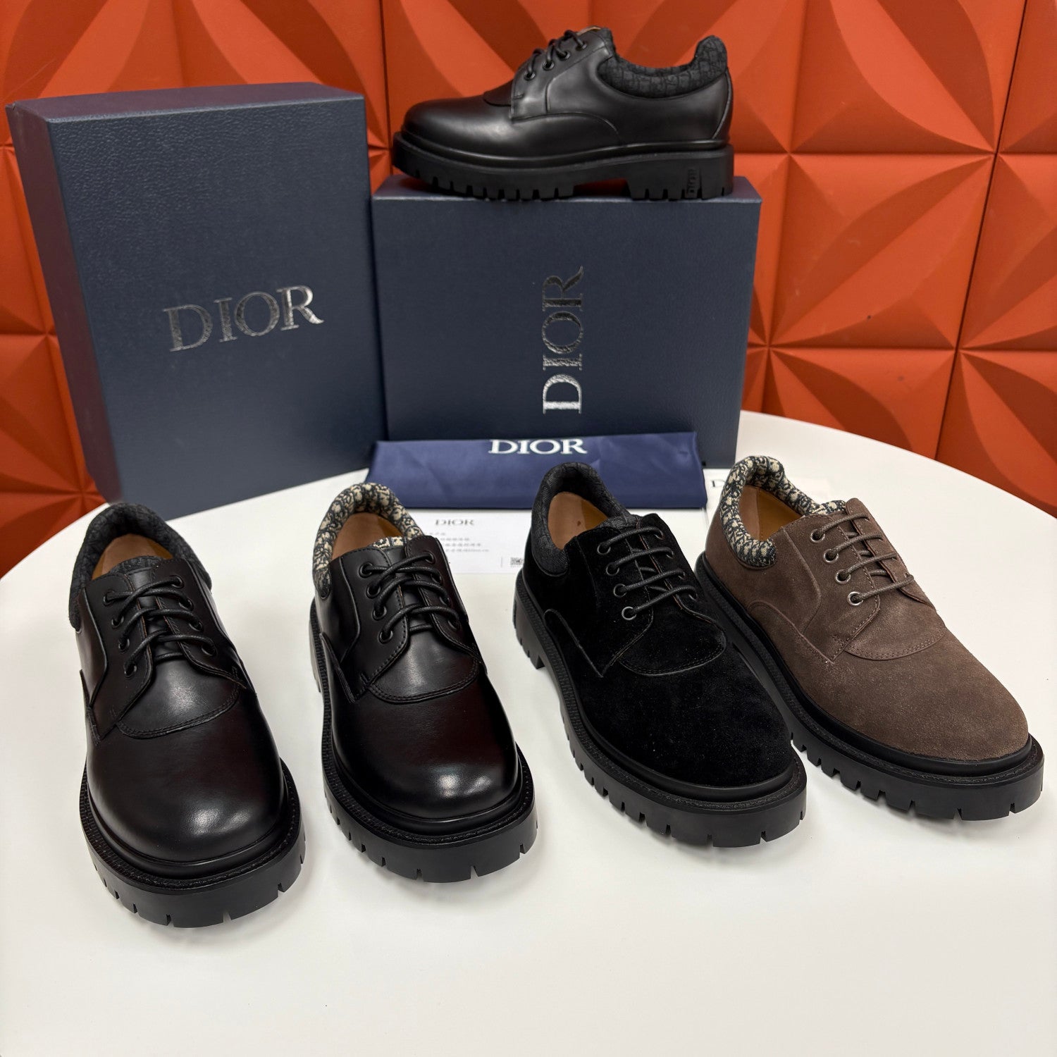 DIOR Dior Explorer III Derby Shoe Black Smooth Calfskin and Black Dior Oblique Jacquard #336111