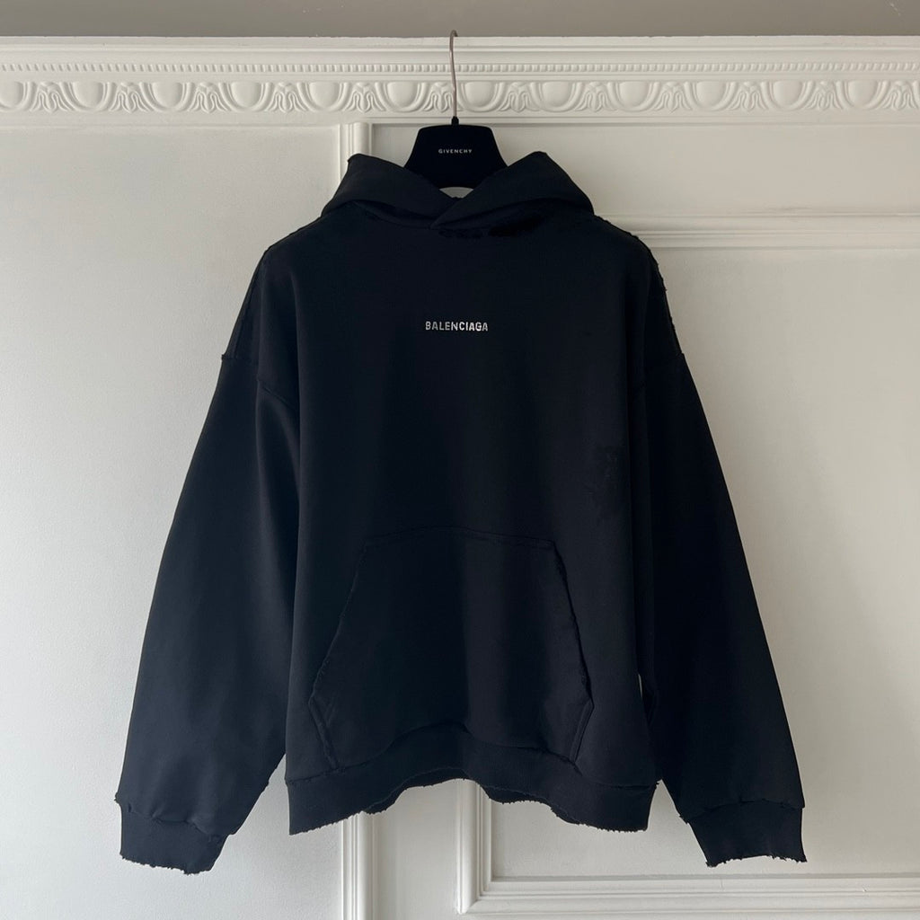 Balenciaga Men's Spring and Autumn Hot Drill Logo Letter Print Black Hooded Sweatshirt #99725